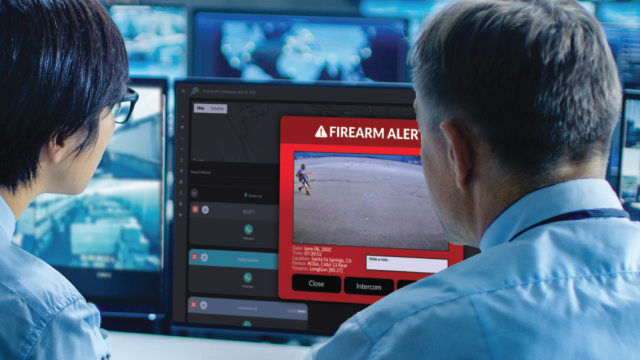 Instant FIREARM DETECTED Alerts to  Security Command Center