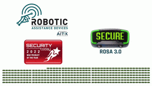 Illustration of a RAD ROSA 3.0 security robot in a simulated response mode. ROSA has been named Product of the Year by Security Today magazine.