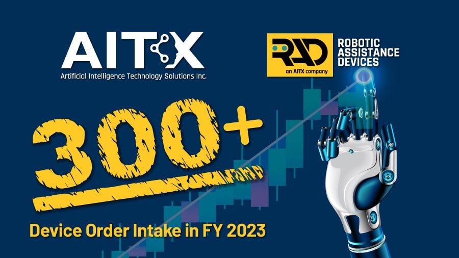 AITX Subsidiary Robotic Assistance Devices Receives 300+ Device Orders Ahead of Fiscal Year End.
