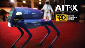 Artist’s concept of RAD’s RADDOG 2LE robot dog strolling the red carpet
