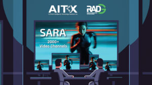 Artist’s depiction of RAD-G’s SARA platform overseeing more than 2000 live video channels.
